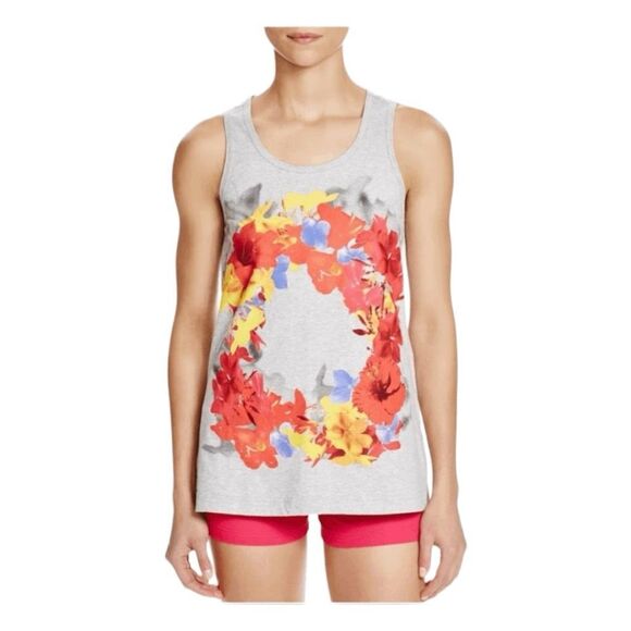 Adidas by Stella McCartney Essential Blossom Tank Top Gray Floral Print Athletic - Picture 1 of 10